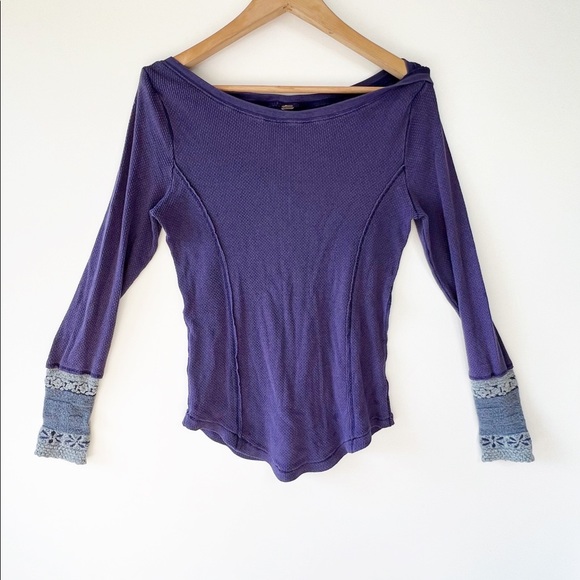 Free People Tops - Free people rosey cuff thermal purple long sleeve tee